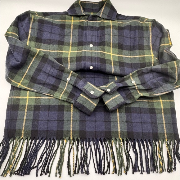 Polo Ralph Lauren Green and Blue Plaid Fringe Midi Shirt Dress,  Size 2 NWOT - Picture 10 of 16